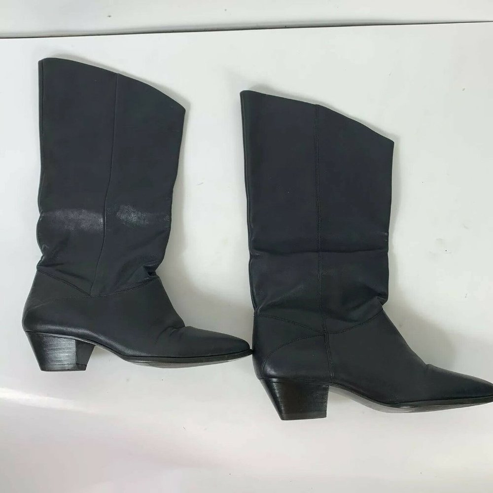 Vtg Calico Riding Boots Blue Leather Wm Sz 7N